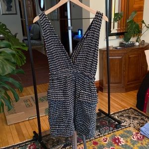 Zara knit dress black + white tweed